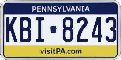 PA license plate KBI8243