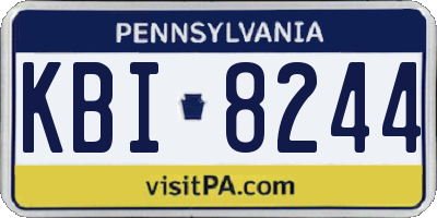 PA license plate KBI8244
