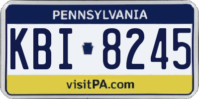 PA license plate KBI8245