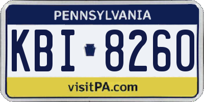 PA license plate KBI8260