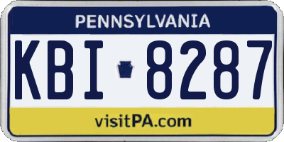 PA license plate KBI8287