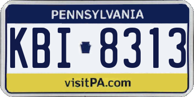 PA license plate KBI8313