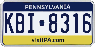 PA license plate KBI8316