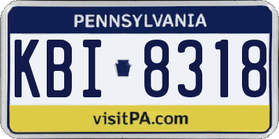 PA license plate KBI8318