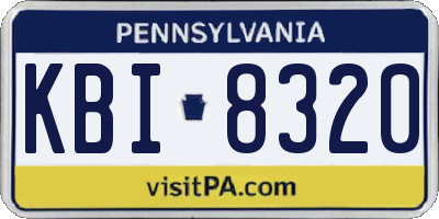 PA license plate KBI8320