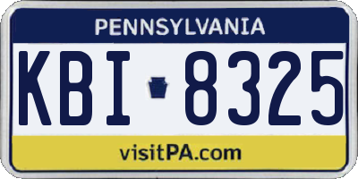 PA license plate KBI8325