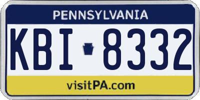 PA license plate KBI8332