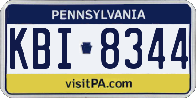 PA license plate KBI8344