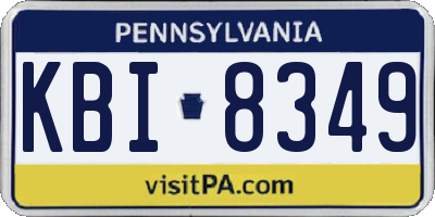 PA license plate KBI8349