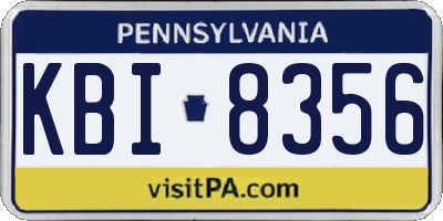PA license plate KBI8356