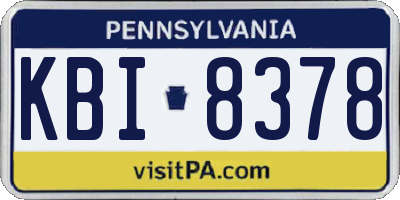 PA license plate KBI8378