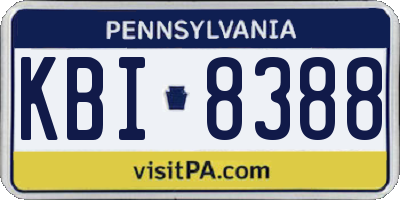 PA license plate KBI8388