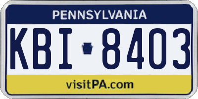 PA license plate KBI8403