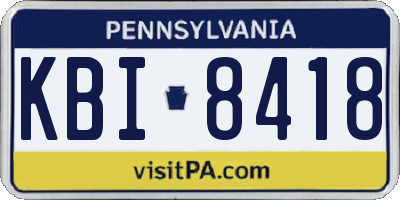 PA license plate KBI8418