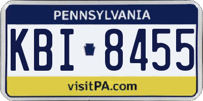 PA license plate KBI8455