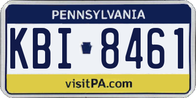 PA license plate KBI8461
