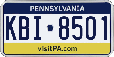 PA license plate KBI8501
