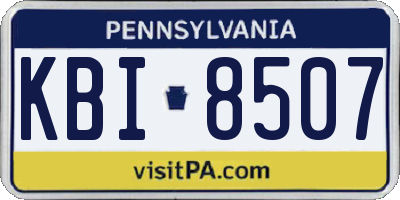 PA license plate KBI8507