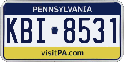 PA license plate KBI8531