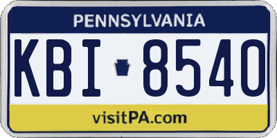 PA license plate KBI8540