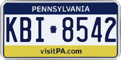PA license plate KBI8542