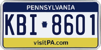 PA license plate KBI8601