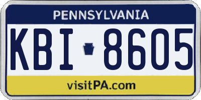 PA license plate KBI8605
