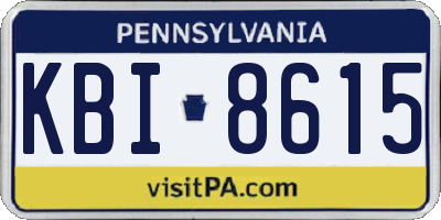 PA license plate KBI8615