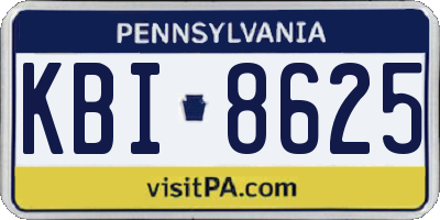 PA license plate KBI8625