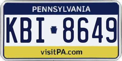 PA license plate KBI8649