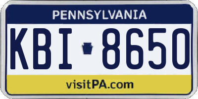 PA license plate KBI8650