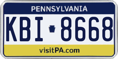 PA license plate KBI8668