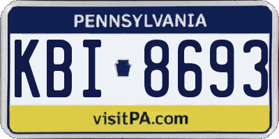 PA license plate KBI8693