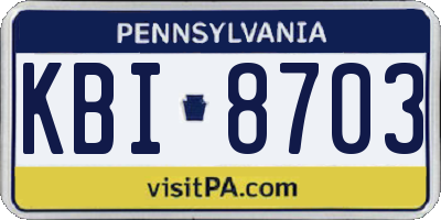 PA license plate KBI8703