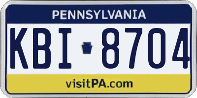 PA license plate KBI8704