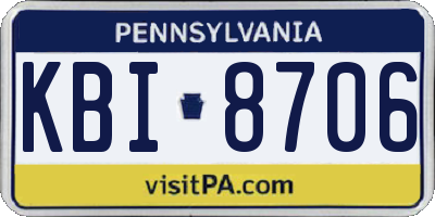PA license plate KBI8706