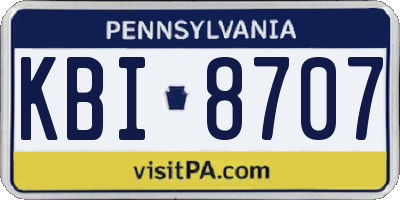 PA license plate KBI8707