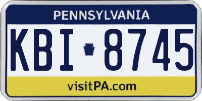 PA license plate KBI8745