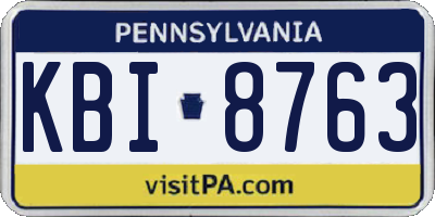 PA license plate KBI8763