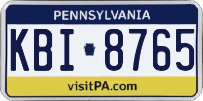 PA license plate KBI8765