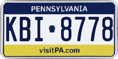 PA license plate KBI8778