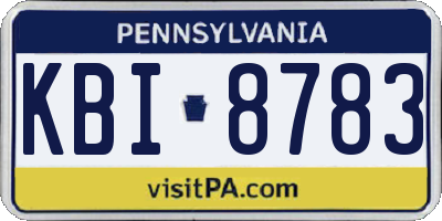 PA license plate KBI8783