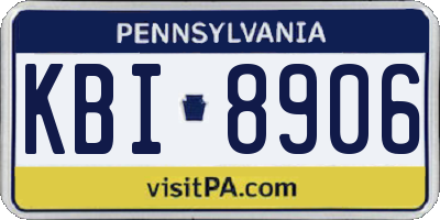 PA license plate KBI8906