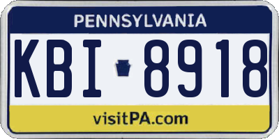 PA license plate KBI8918