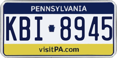 PA license plate KBI8945