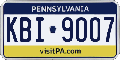 PA license plate KBI9007