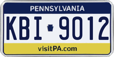 PA license plate KBI9012