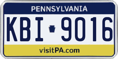 PA license plate KBI9016
