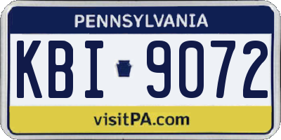 PA license plate KBI9072