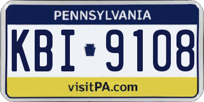 PA license plate KBI9108